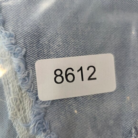 Womens Rue+ Blue Denim Shorts Distressed Heart Appliques Frayed Hem Hi Rise 14 - Picture 10 of 10